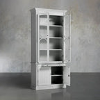 Modulare Vitrine mit Glasfront aus Pappelholz, Bücherregal für den Wohnbereich, Hochschrank aus Pappelholz