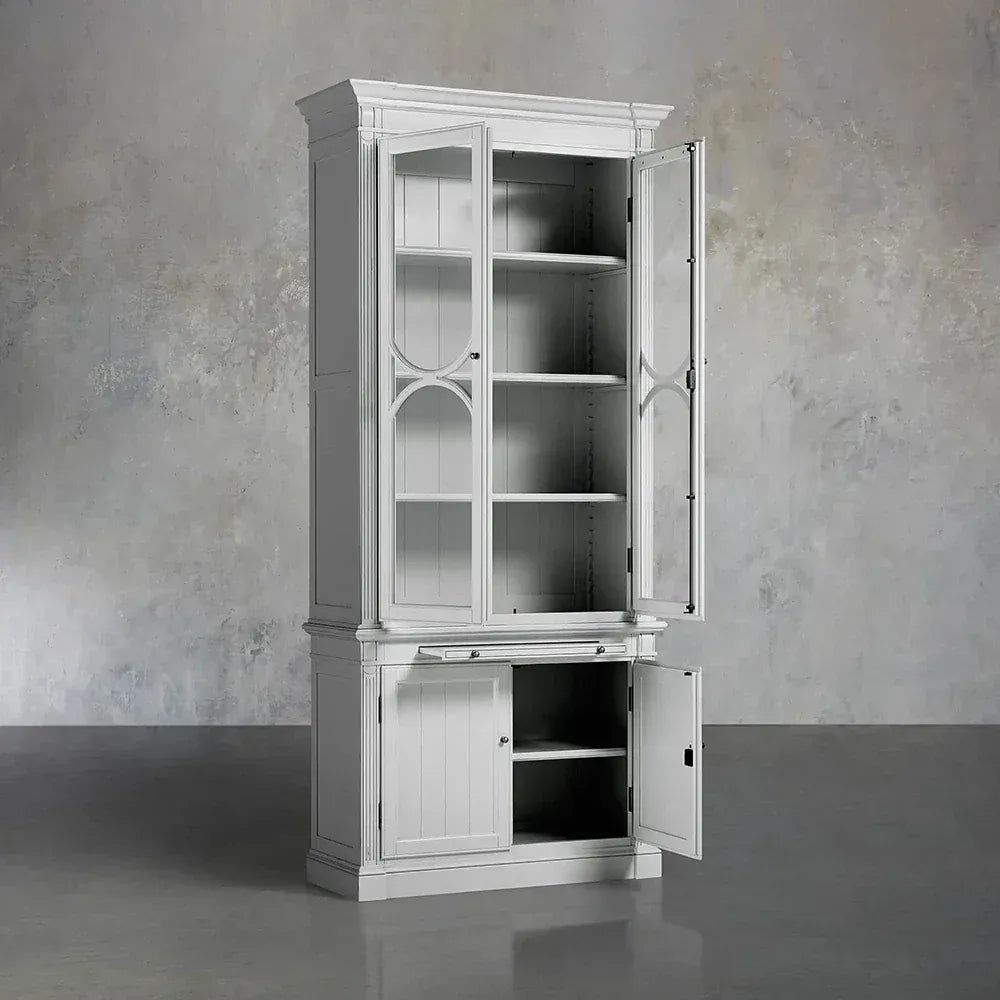 Modulare Vitrine mit Glasfront aus Pappelholz, Bücherregal für den Wohnbereich, Hochschrank aus Pappelholz