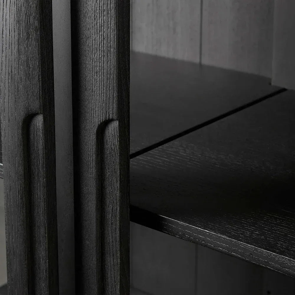 Avenue Ash Wood Tall Display Cabinet with Glass Doors Living Side Cabinet