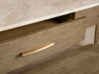 Danny Marble Top Entryway Console Table wtih Storage Drawers Brass Hardware Solid Oak Wood Hallway Entrance Table