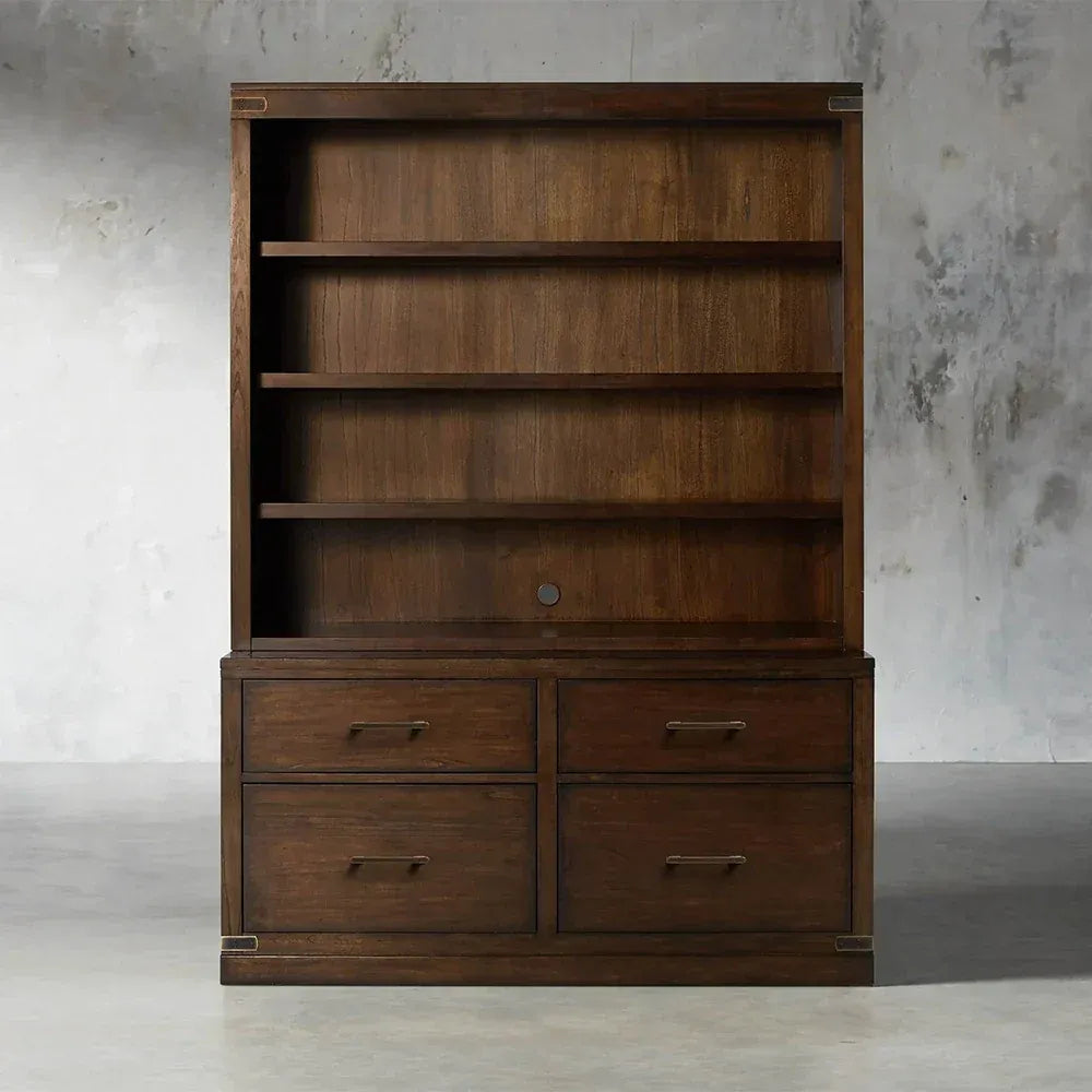 Tremont Mindi Wood Bookcase File Cabinets Mid-Century Tall Display Cabinets Sideboards