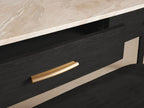 Danny Marble Top Entryway Console Table wtih Storage Drawers Brass Hardware Solid Oak Wood Hallway Entrance Table