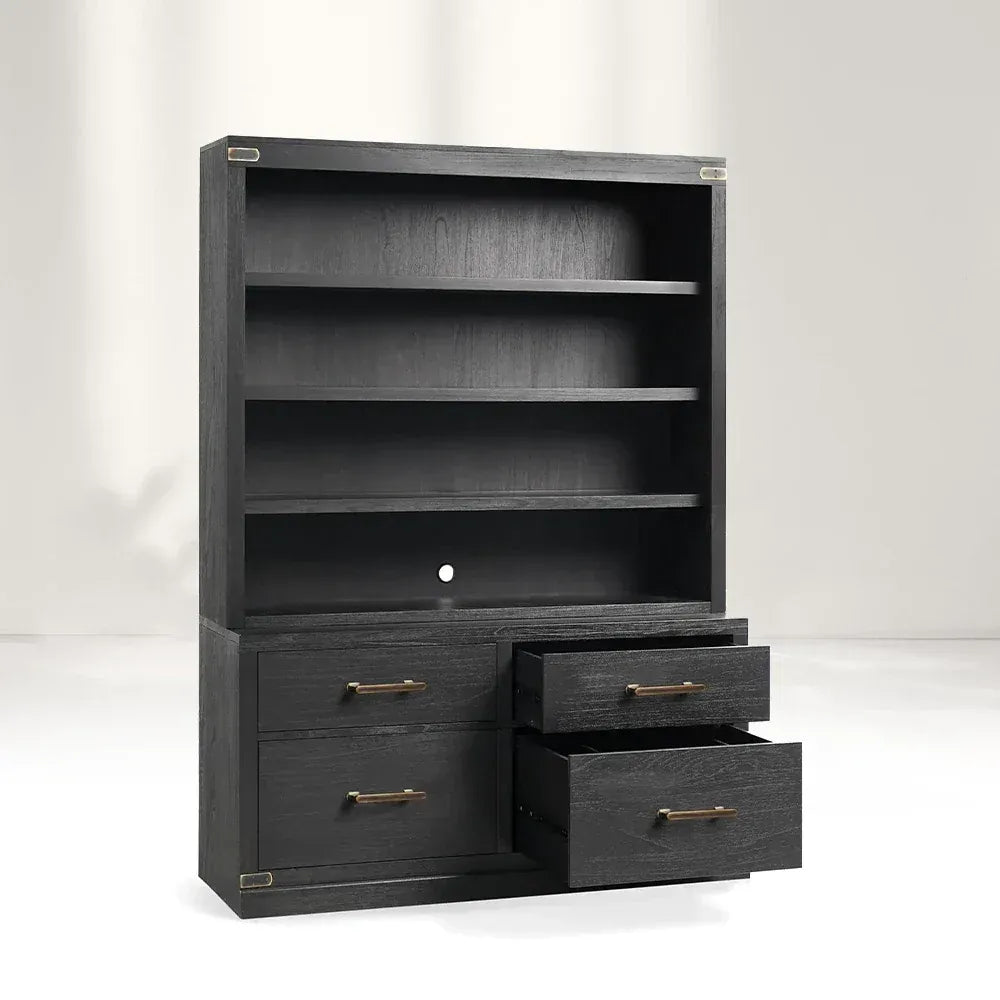 Tremont Mindi Wood Bookcase File Cabinets Mid-Century Tall Display Cabinets Sideboards