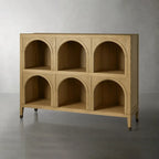 Hattie Solid Oak Arched Storage Cabinet with Six Open Arched Cubbies