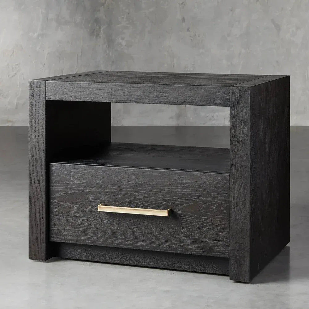 Palmer Storage Nightstand with Parsons Wood Bedside Nightside Table 1-Drawer Cabinet