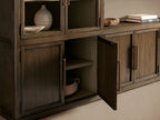 Hattie Arched Glass Cabinet 3-Piece Wall Unit with Oak Media Console
