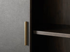 Malone Wood Storage Tall Display Cabinet Double Door Offers Bookcase with Leather Insets