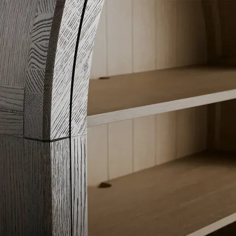 Hattie Oak Wood Open Bookcase File Cabinets Arch Design Tall Display Cabinets