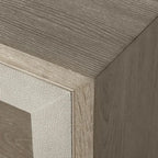 Malone Two-Door Glass Buffet Sideboard Wood Living Entrance Cabinet with Shagreen-Pattern Leather