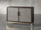 Malone Holz-Buffet-Sideboard, zweitüriger Eingangsschrank mit geprägtem Shagreen-Leder