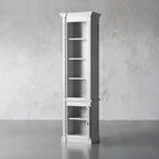 Athens Narrow Display Tall Cabinet Neoclassical Bookcase Poplar Wood Vintage Living Side Cabinet