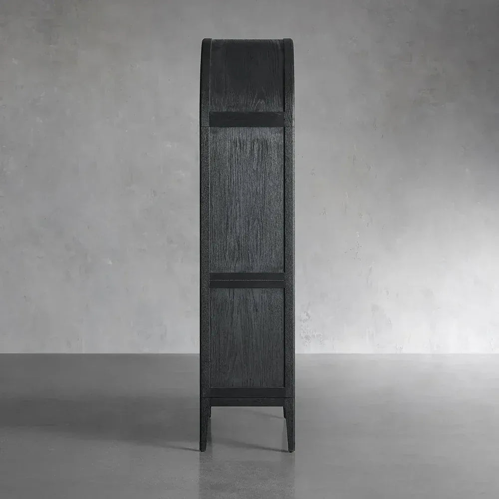 Hattie Oak Wood Open Bookcase File Cabinets Arch Design Tall Display Cabinets