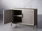 Malone Holz-Buffet-Sideboard, zweitüriger Eingangsschrank mit geprägtem Shagreen-Leder