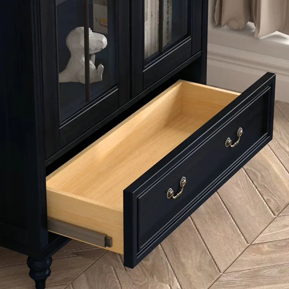 Hattie II Glass tall Display Cabinet Wood Classical European Design