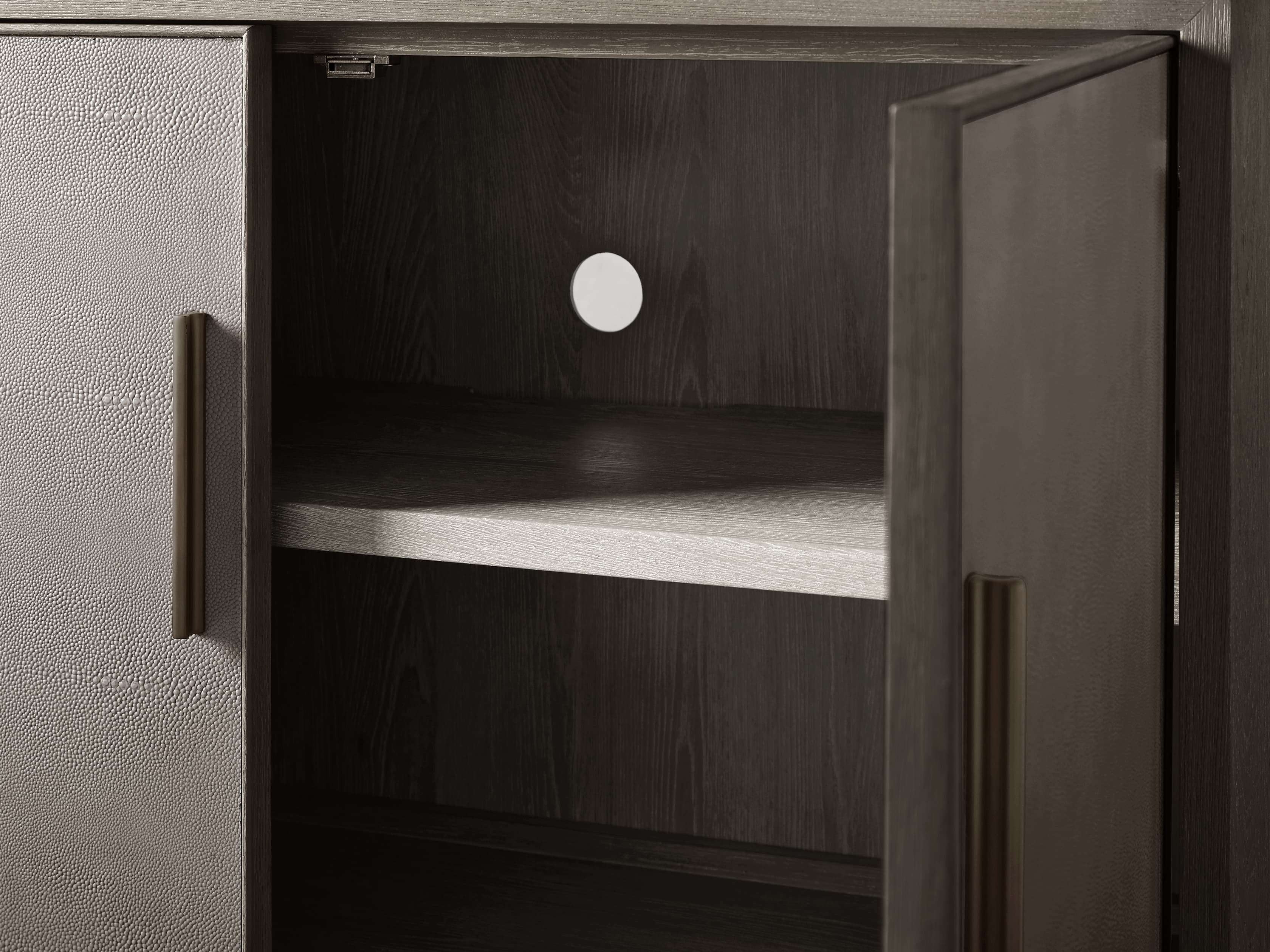 Malone Holz-Buffet-Sideboard, zweitüriger Eingangsschrank mit geprägtem Shagreen-Leder