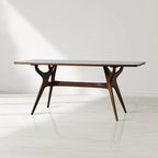 Ambra Inset Glass Top Rectangle Dining Table Modern Wood Italian Design Dining Table