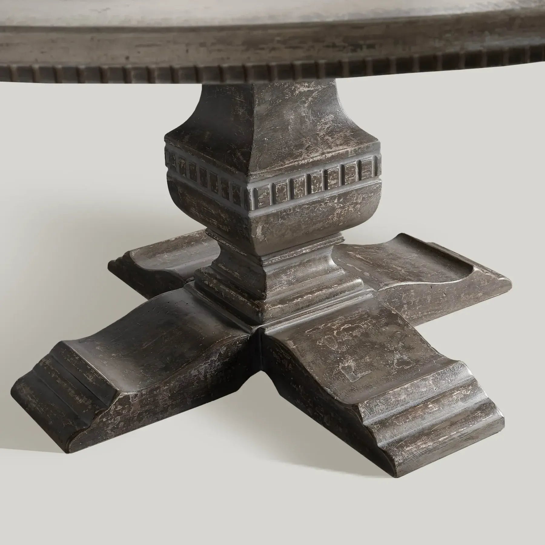 Cerea Ribbon Bell'Arte Wood Round Dining Table Vintage Distressed Furniture