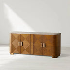 Kensley Grey Emperador Marmor Sideboard Holzbuffet Aufbewahrungsschrank
