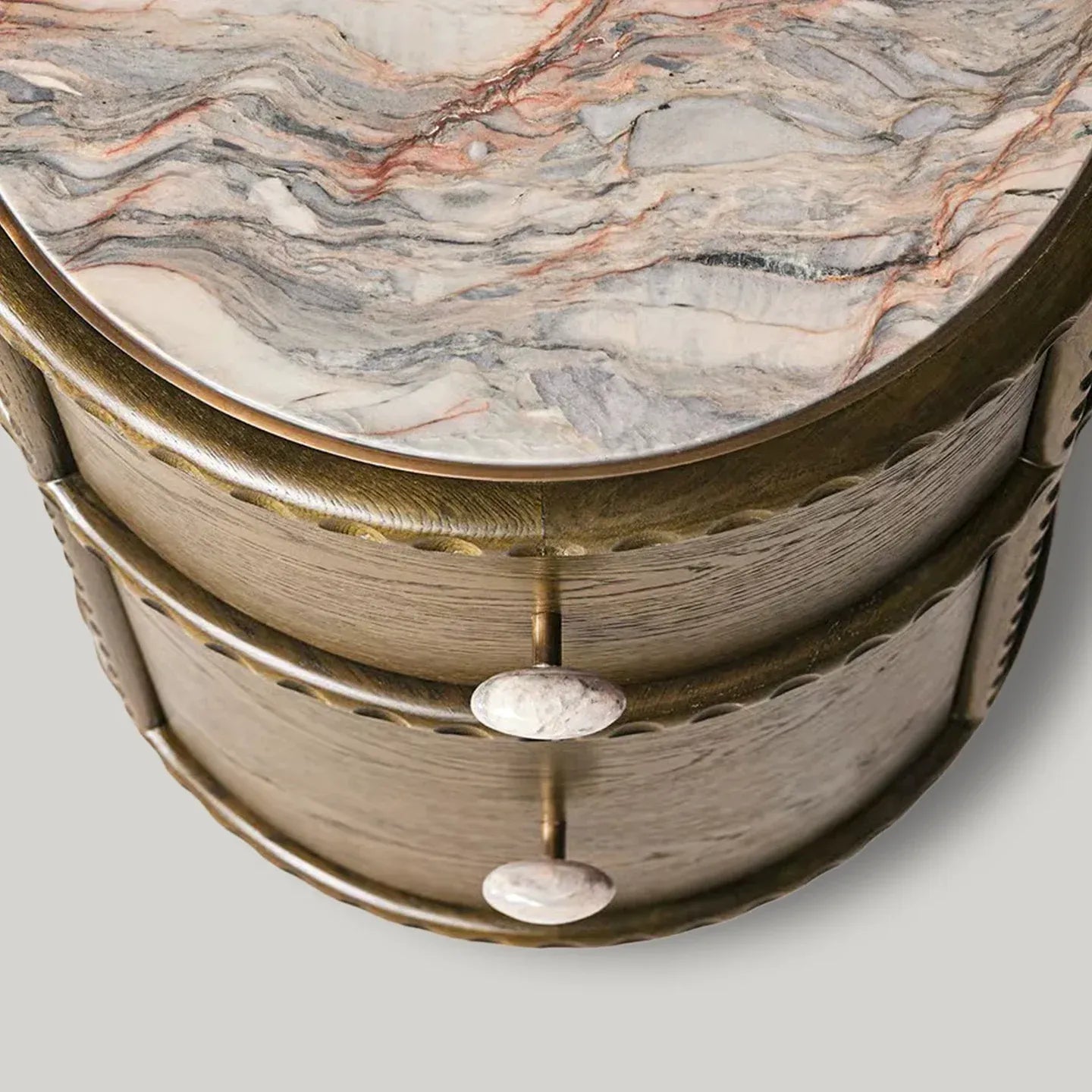 Cylindrical Pierro Nightstands Brazilian Quartzite Top Bedside Table Storage Cabinet