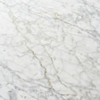 Elliot Carrara Marble Top Dining Table Rectangular White Stone Dining Table with Solid Oak Base