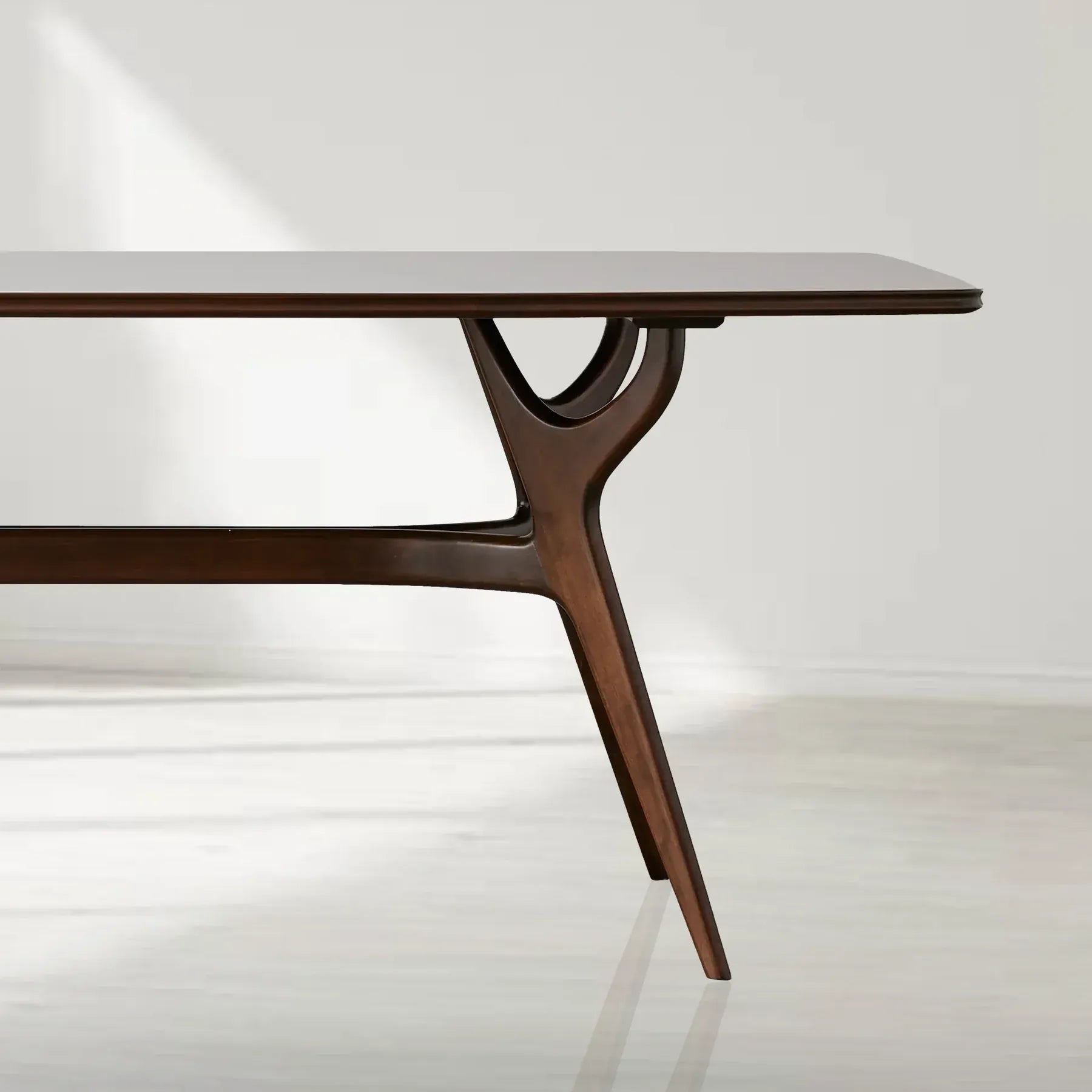 Ambra Inset Glass Top Rectangle Dining Table Modern Wood Italian Design Dining Table