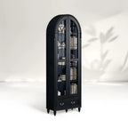 Hattie II Glass tall Display Cabinet Wood Classical European Design