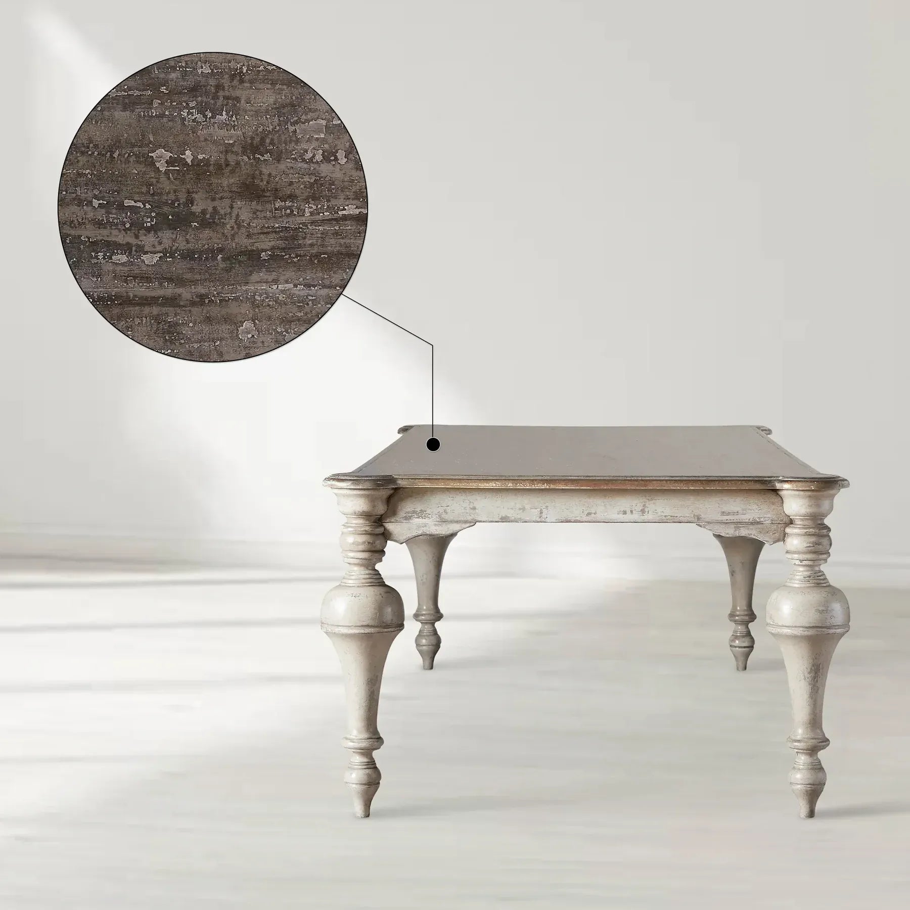 Alessia Bell'Arte Solid Poplar Wood Dining Table Antique Retro Design