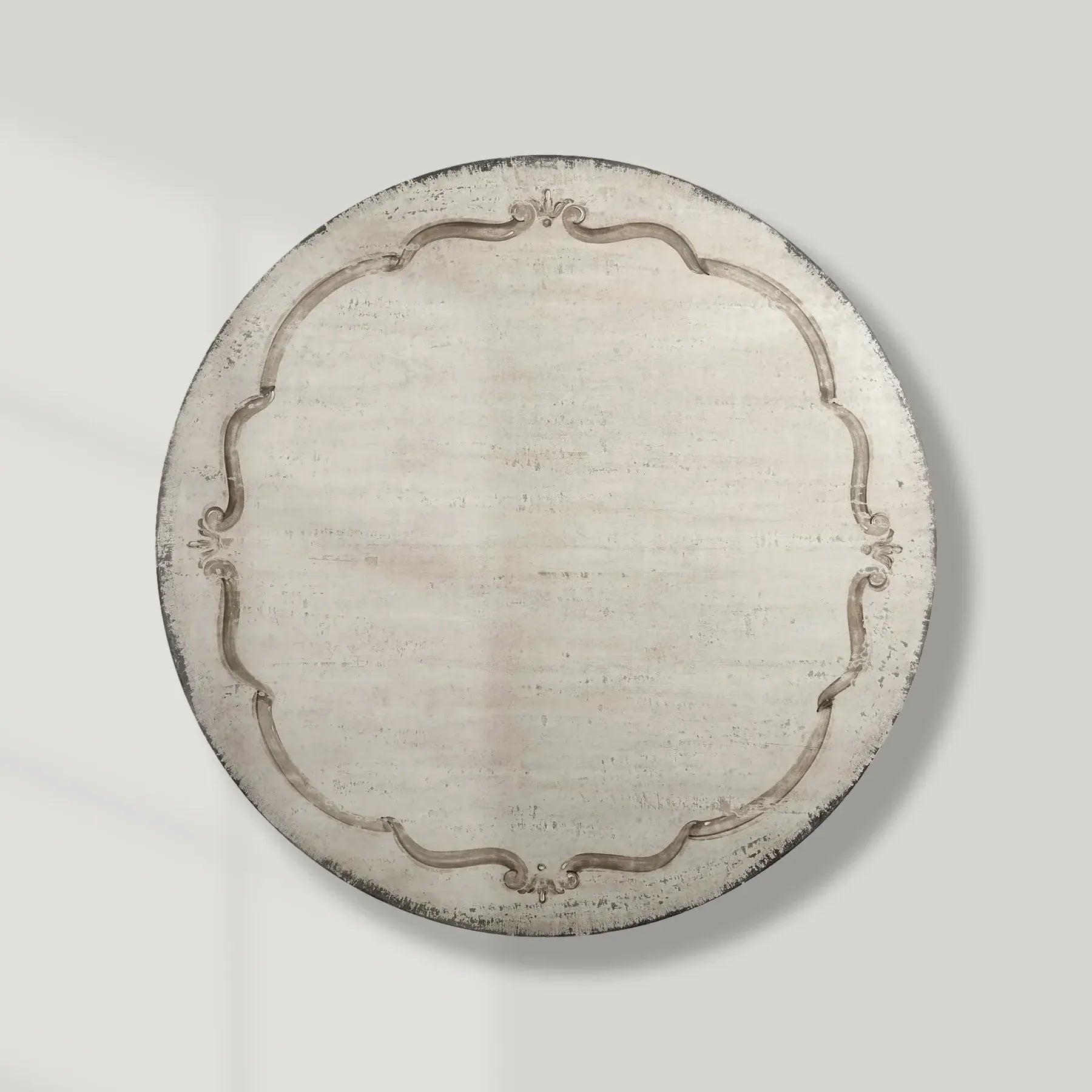 Cerea Ribbon Bell'Arte Wood Round Dining Table Vintage Distressed Furniture