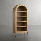 Hattie Oak Wood Open Bookcase File Cabinets Arch Design Tall Display Cabinets