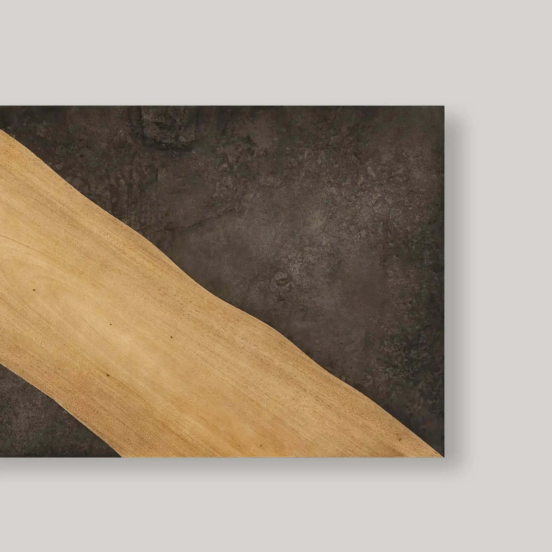 Almeria Sustainable Guanacaste Wood Dining Table Rectangle Oxidized Steel Dining Table