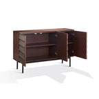 Arden 3D Textured Walnut Sideboard Buffet Cabinet Wood Living Room Storage Cabinet With Black Metal Legs