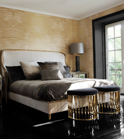 Mandy Twisted Polished Brass Velvet Bedroom Stool