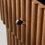 Carlisley Marble Top Nightstands Black Marquina Stone Bedside Table Wood Bedroom Storage Cabinet