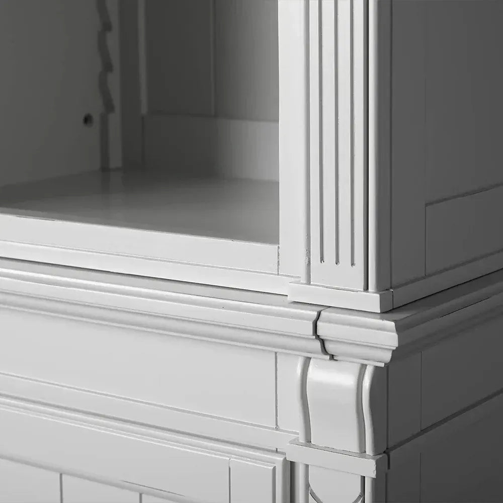 Athens Narrow Display Tall Cabinet Neoclassical Bookcase Poplar Wood Vintage Living Side Cabinet