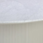 Panoso weißer ovaler Esstisch mit Carrara-Marmorplatte und Holzgestell