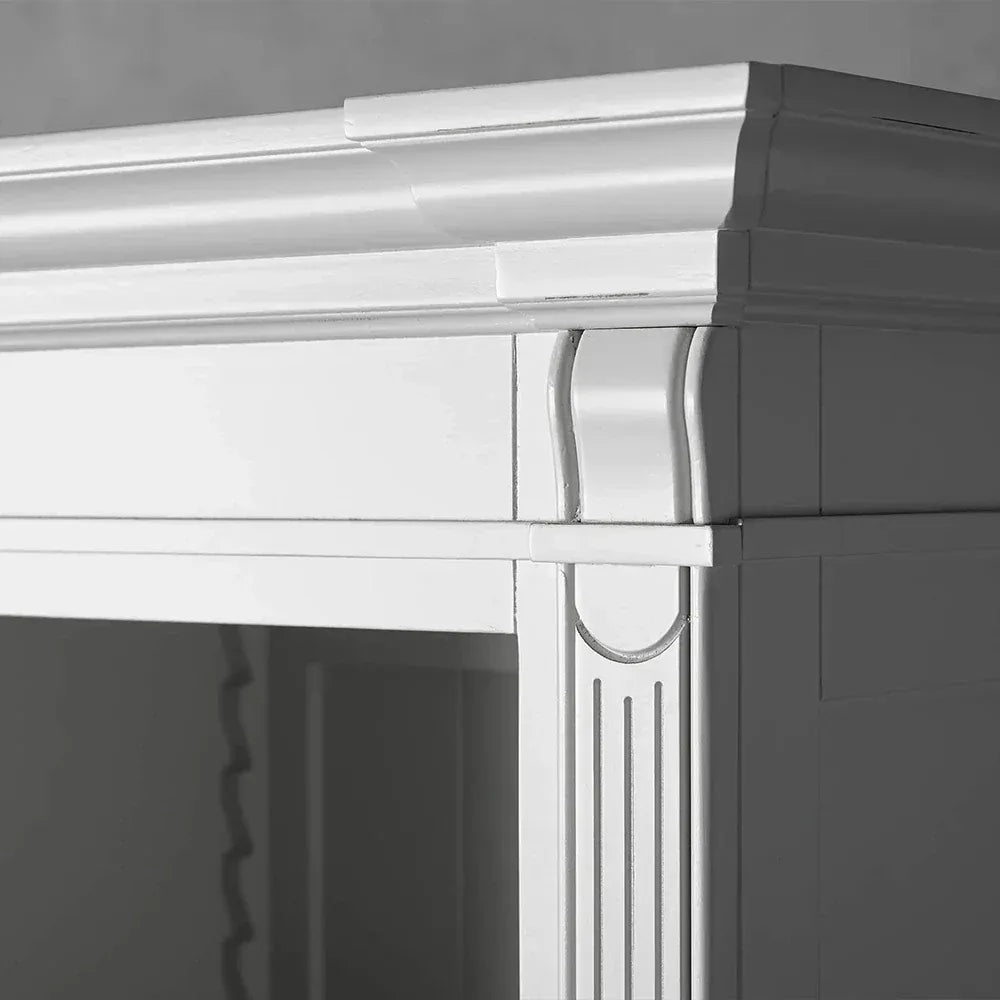 Athens Narrow Display Tall Cabinet Neoclassical Bookcase Poplar Wood Vintage Living Side Cabinet