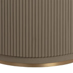 Canodi Polished Cream Marble Stone Top Dining Table with Wood Fluted Base