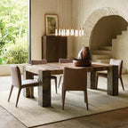 Telluride Oak Wood Dining Table Modern Rustic Industrial With Steel Base