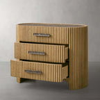 Astor Closed Wood Nightside with Marble Top Bedside Nightside Table 3-Drawer Cabinet