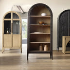 Hattie Oak Wood Open Bookcase File Cabinets Arch Design Tall Display Cabinets
