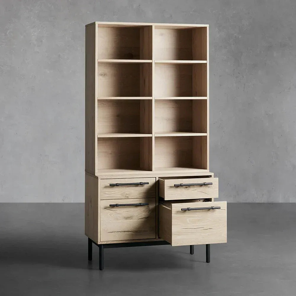 Sullivan Office Bookcase File Cabinet Oak Wood Tall Display Cabinet Sideboard