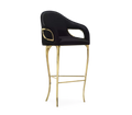 Chandra Curved Cutout Polished Brass High Back Bar Stool
