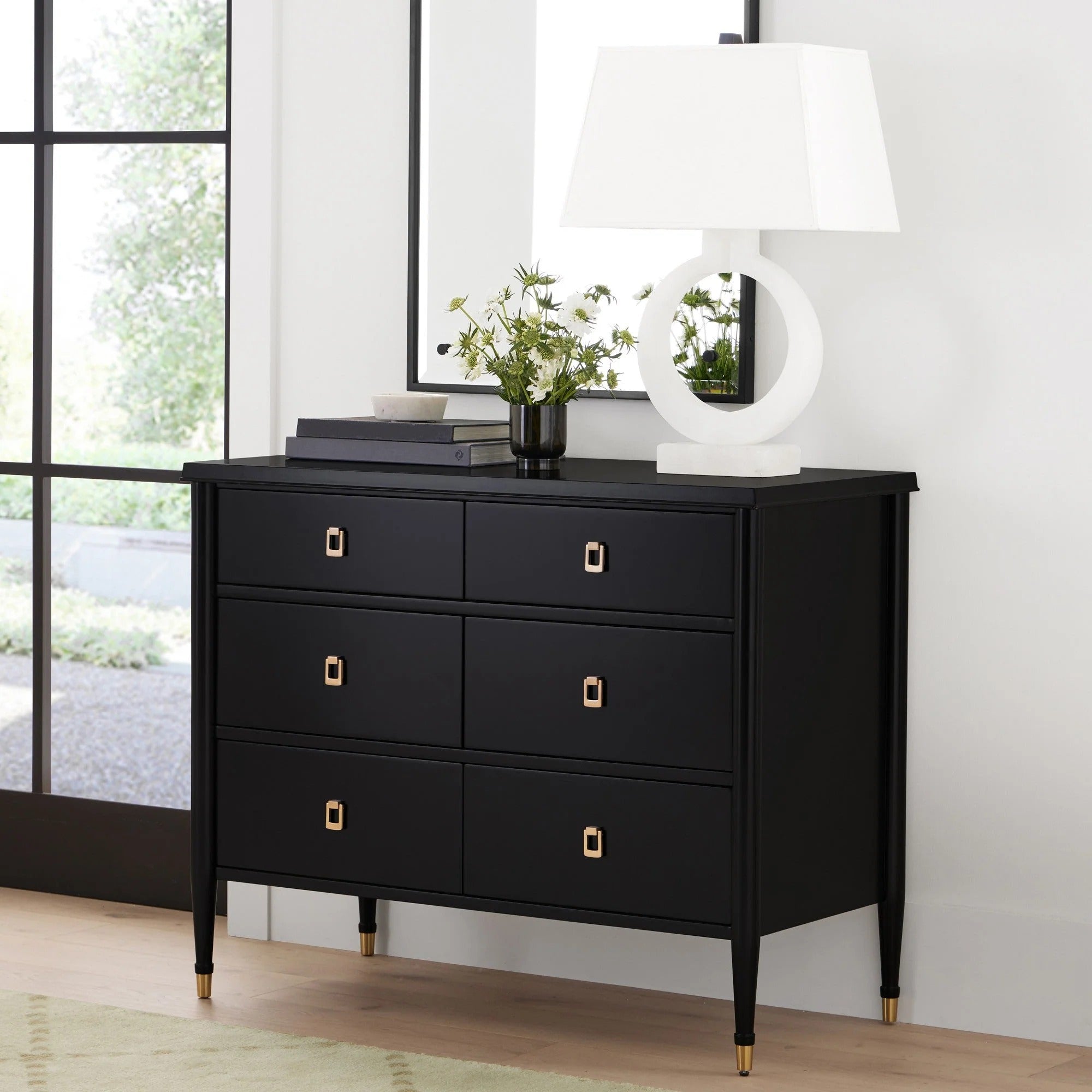 Commode à six tiroirs Lavenir Wood, style français, minimalisme moderne, meuble de rangement pour entrée