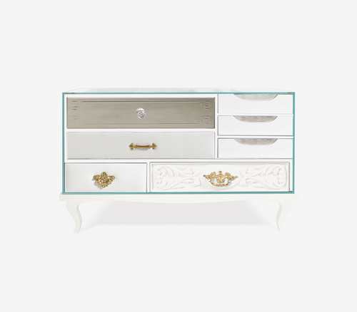 Soho White Baroque Mirrored Luxury Bedside Table
