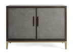 Malone Holz-Buffet-Sideboard, zweitüriger Eingangsschrank mit geprägtem Shagreen-Leder