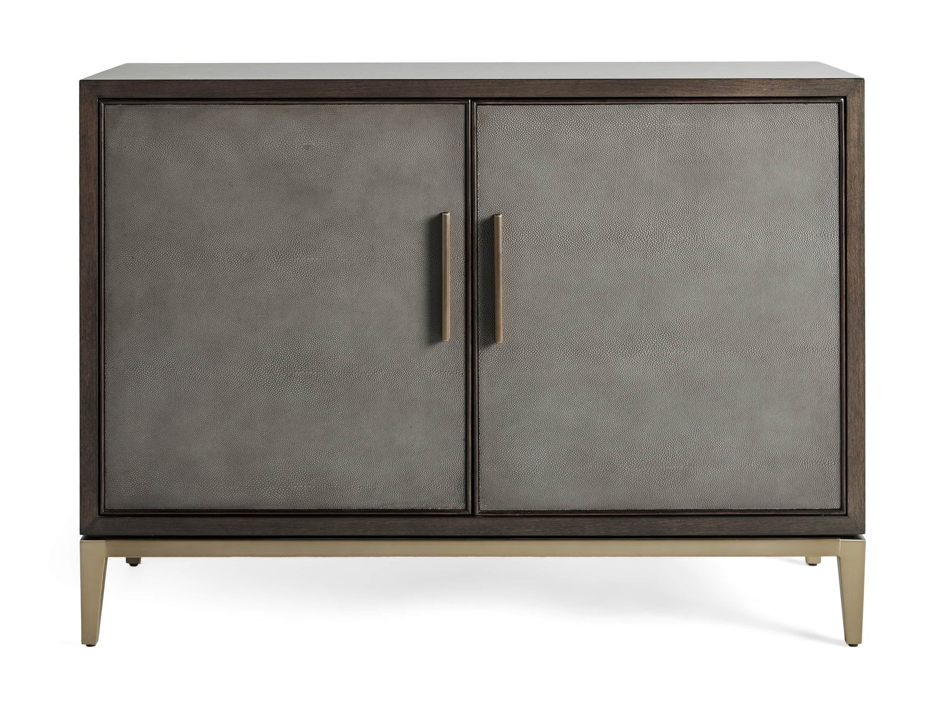 Malone Holz-Buffet-Sideboard, zweitüriger Eingangsschrank mit geprägtem Shagreen-Leder