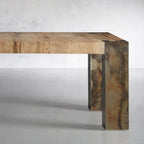Telluride Oak Wood Dining Table Modern Rustic Industrial With Steel Base