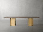 San Germani 72" Steincouchtisch mit Natursteinplatte und Dauphine Metallfuß