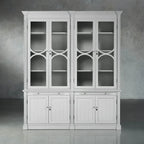 Modulare Vitrine mit Glasfront aus Pappelholz, Bücherregal für den Wohnbereich, Hochschrank aus Pappelholz