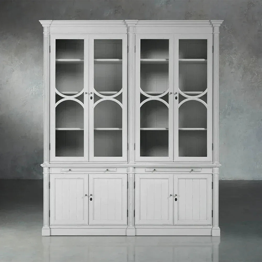 Modulare Vitrine mit Glasfront aus Pappelholz, Bücherregal für den Wohnbereich, Hochschrank aus Pappelholz